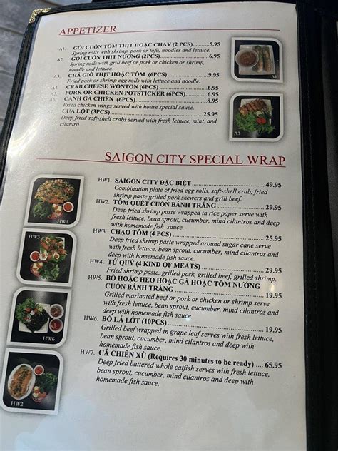 saigon city restaurant menu.